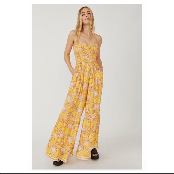 NWT Free People Little Of Your Love Jumpsuit in Marigold Combo - Picture 5 of 16